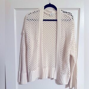 Abercrombie and Fitch Mesh Stitch Cream Open-Knit Cardigan